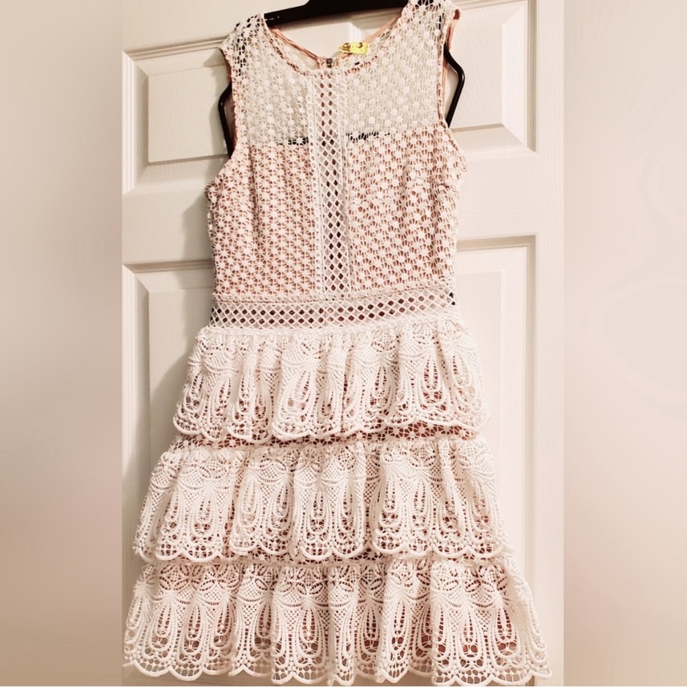 Women’s crocheted white mini dress